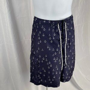 GOODFELLOW & CO, MEN'S LG NAVY BLUE WITH ANCHOR PRINTS SWIM TRUNK